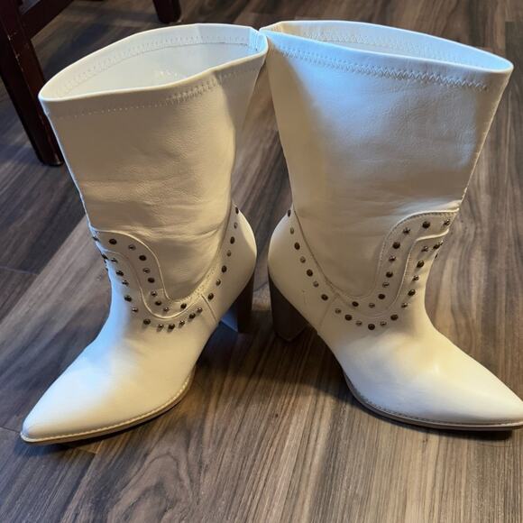 Oasis Society‎ Paris White Studded Cowboy Boots Women’s size 10 western festival - Picture 3 of 10